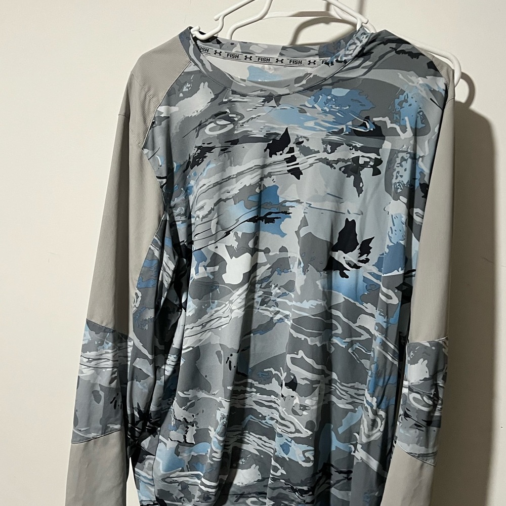Under Armour Fish Blue and Gray Camouflage Shirt